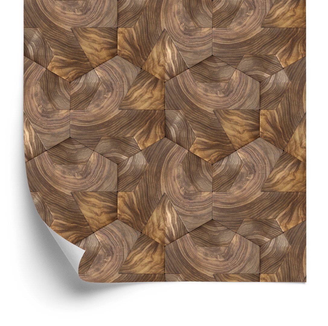 Tapeta Drewniane Sześciokąty Deski