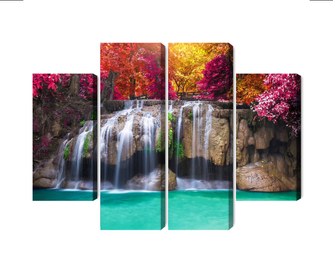 Obraz Wieloczęściowy Wodospad W Głębokim Lesie
