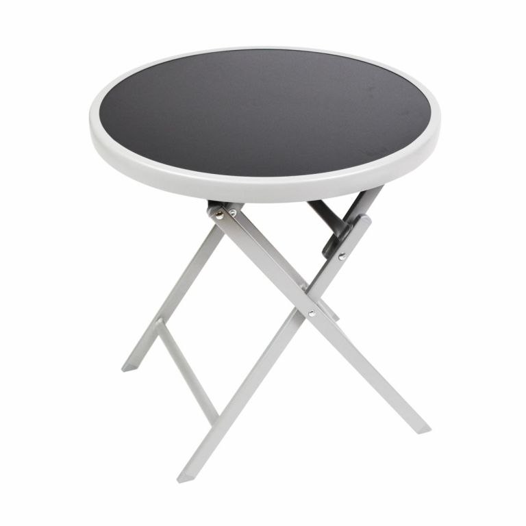 Stolik bistro ogrodowy, składany, Ø 45 cm czarny ciemny D104150