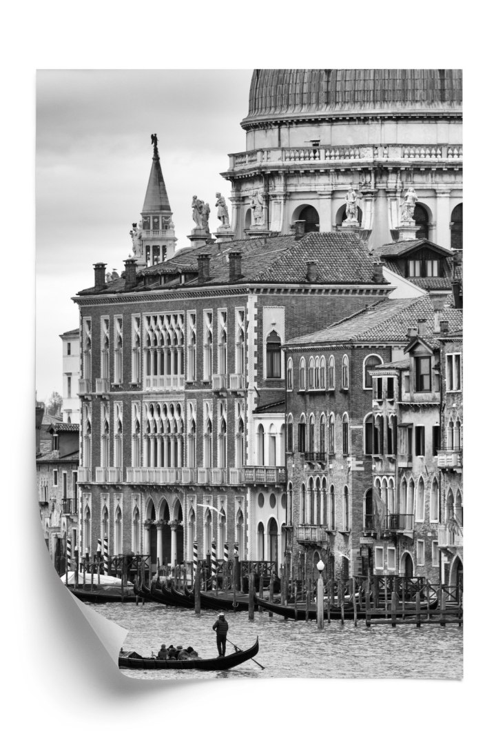 Plakat Czarno Biała Gondola Na Canale Grande