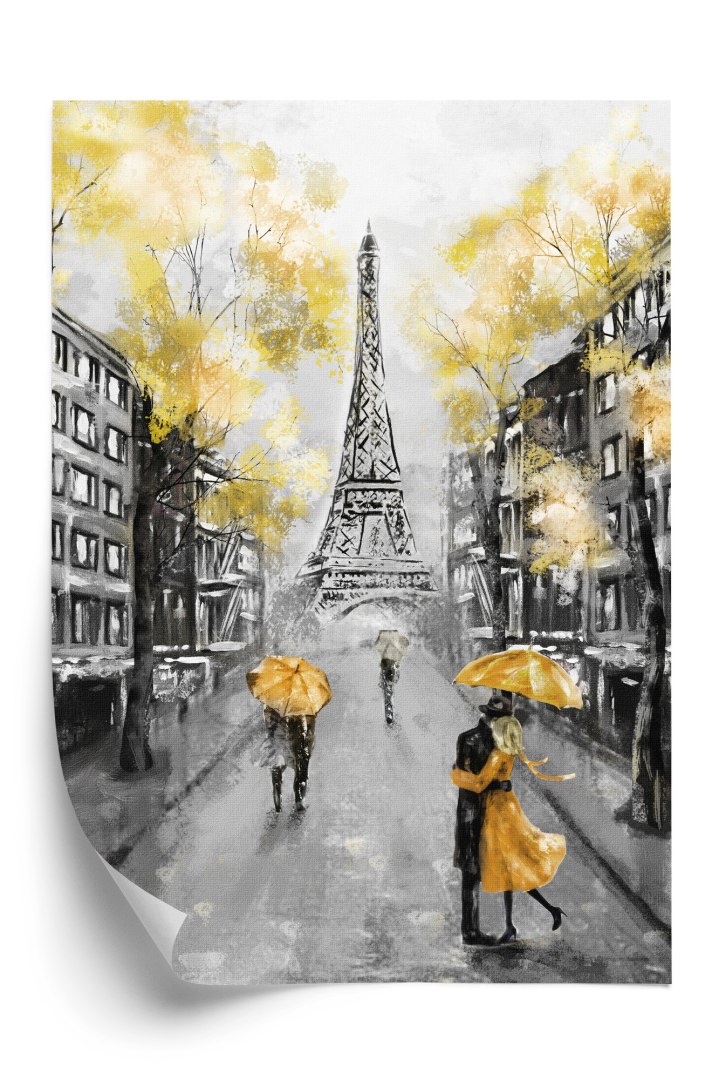 Plakat Uliczki Paryża I Wieża Eiffla - Obraz Olejny