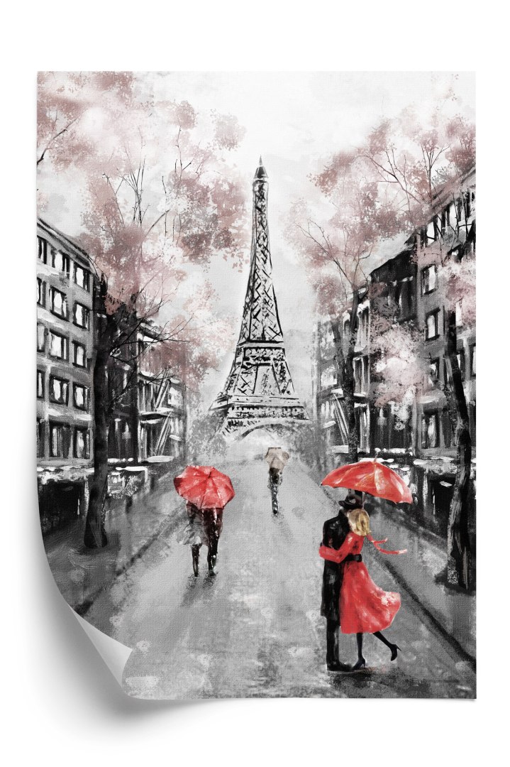 Plakat Spacer Po Polach Elizejskich W Deszczowy Dzień