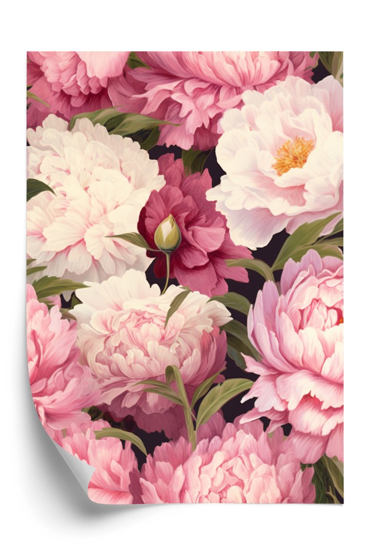 Plakat Różowe Piwonie Romantyczny Kwiatowy Wzór