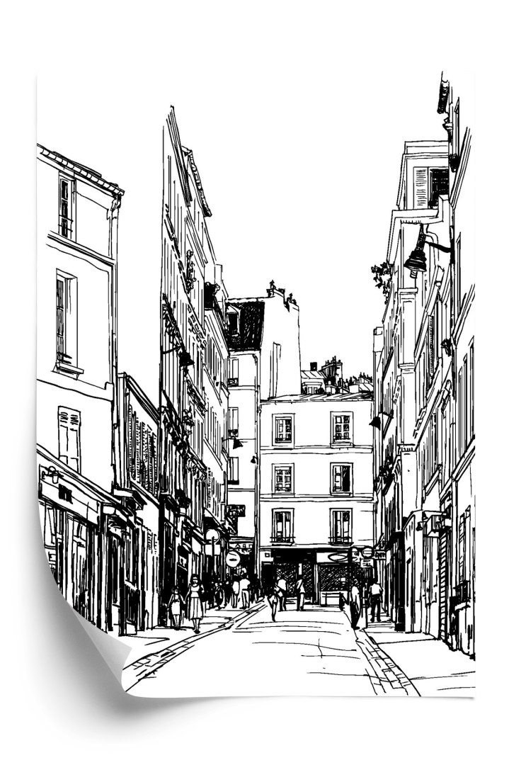 Plakat Uliczka Przy Montmartre W Paryżu - Szkic