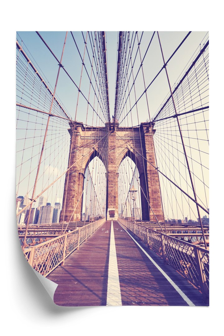 Plakat Nyc Brooklyn Bridge W Stylu Retro