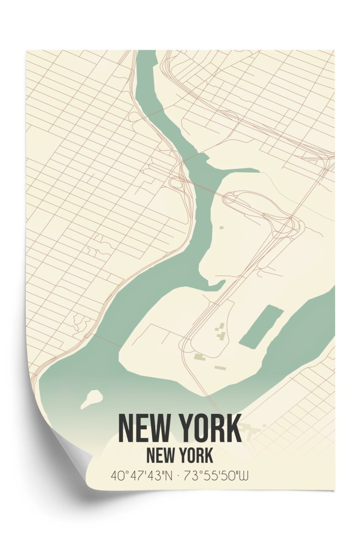 Plakat Nowy Jork Mapa W Stylu Retro