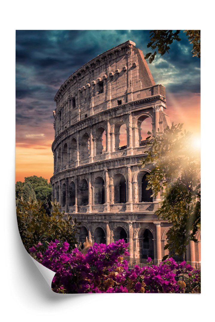 Plakat Letni Zachód Słońca Nad Rzymskim Koloseum