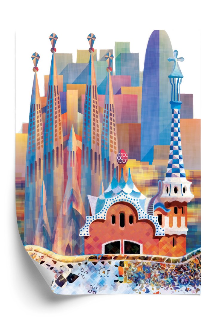 Plakat Słynna Architektura Barcelony Abstrakcja