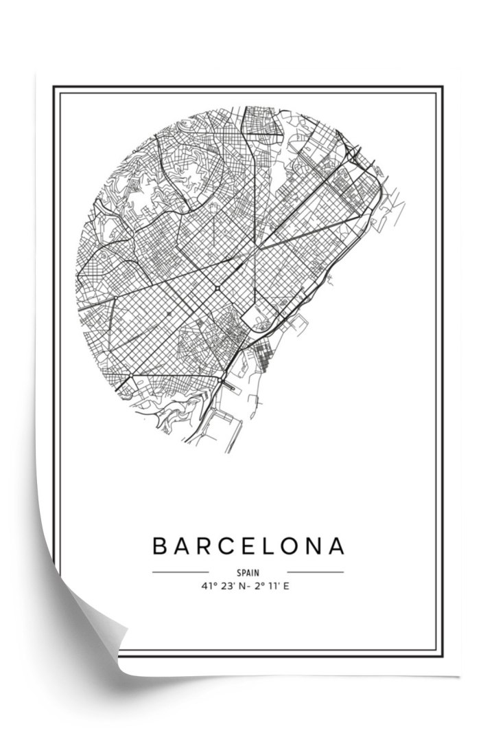 Plakat Minimalistyczna Mapa Miasta Barcelona