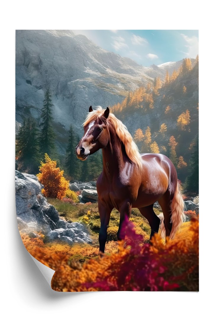 Plakat Jesienny Krajobraz Z Koniem