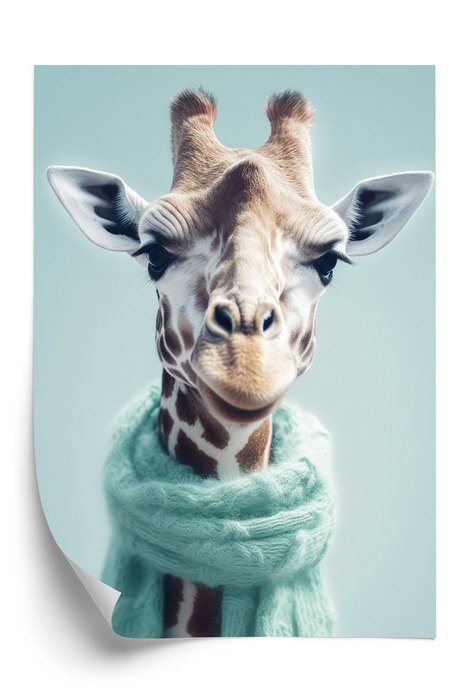 Plakat Żyrafa W Seledynowym Szaliku