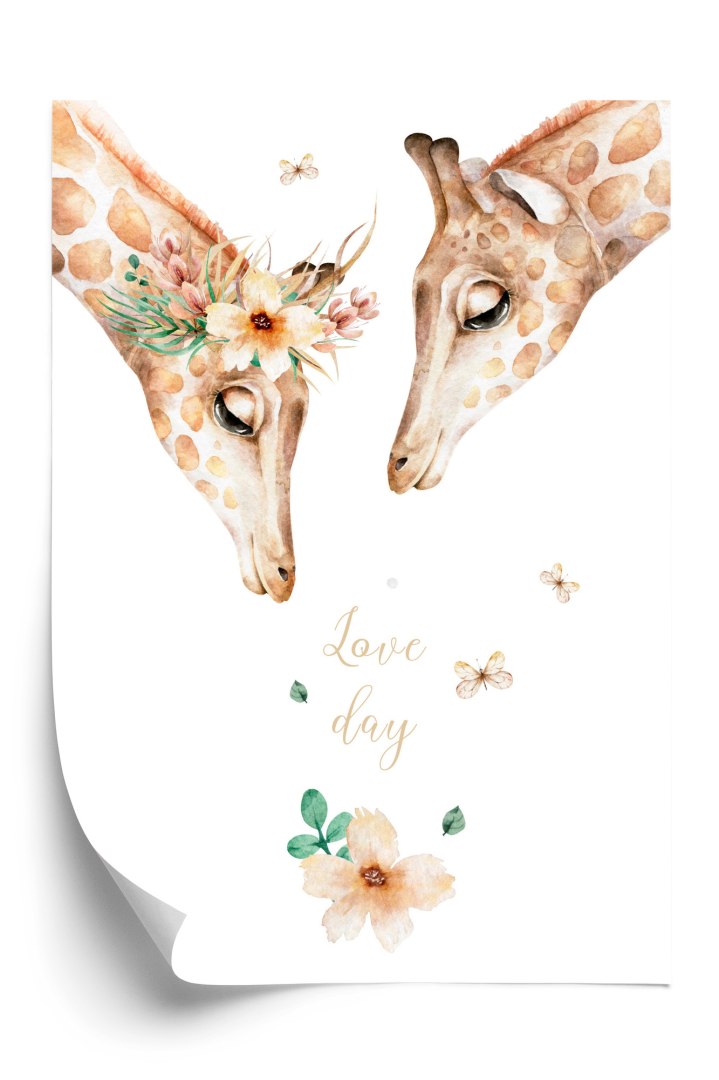 Plakat Dwie Żyrafy Patrzące W Dół