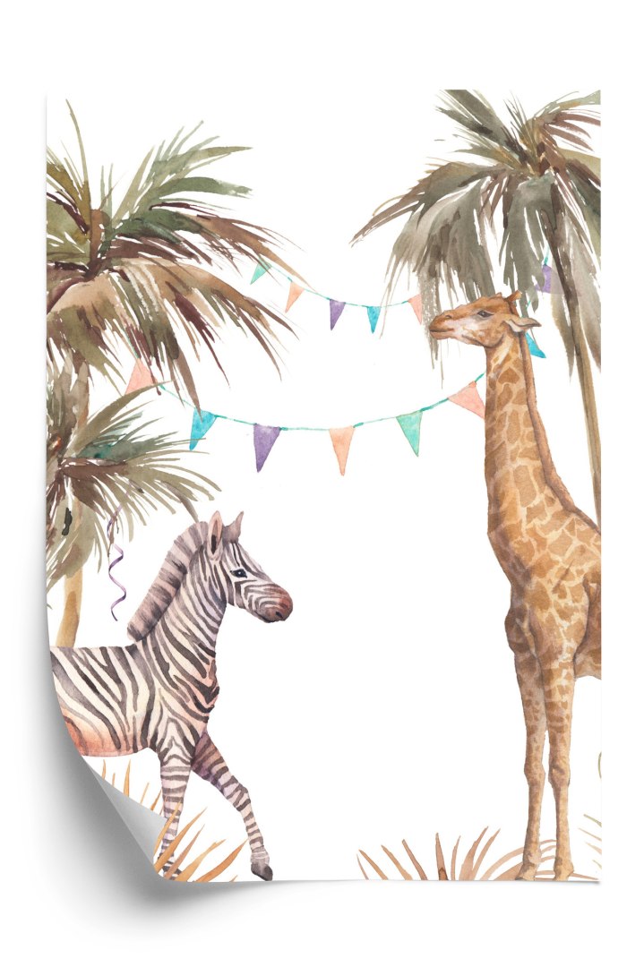 Plakat Safari Ze Słoniem Małpą Lampartem I Żyrafą