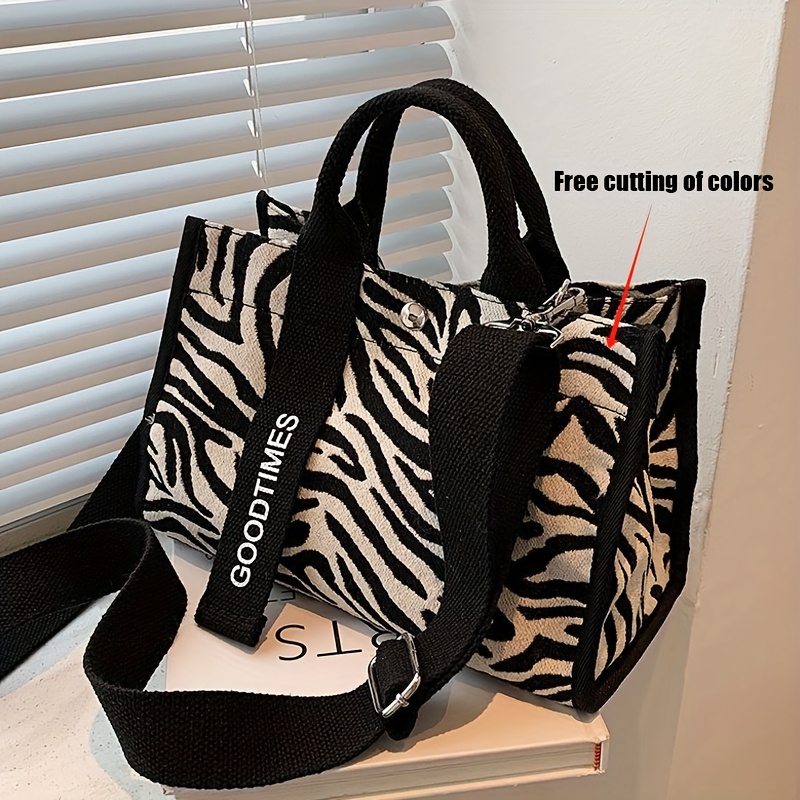 TEMU Damska Torba Krzyżowa w Paski Zebry i Wzory - Casual Torba Regulowanym Paskiem, Zapięciem na Zatrzask, do Codziennego Użytku, Podróży - Torba w