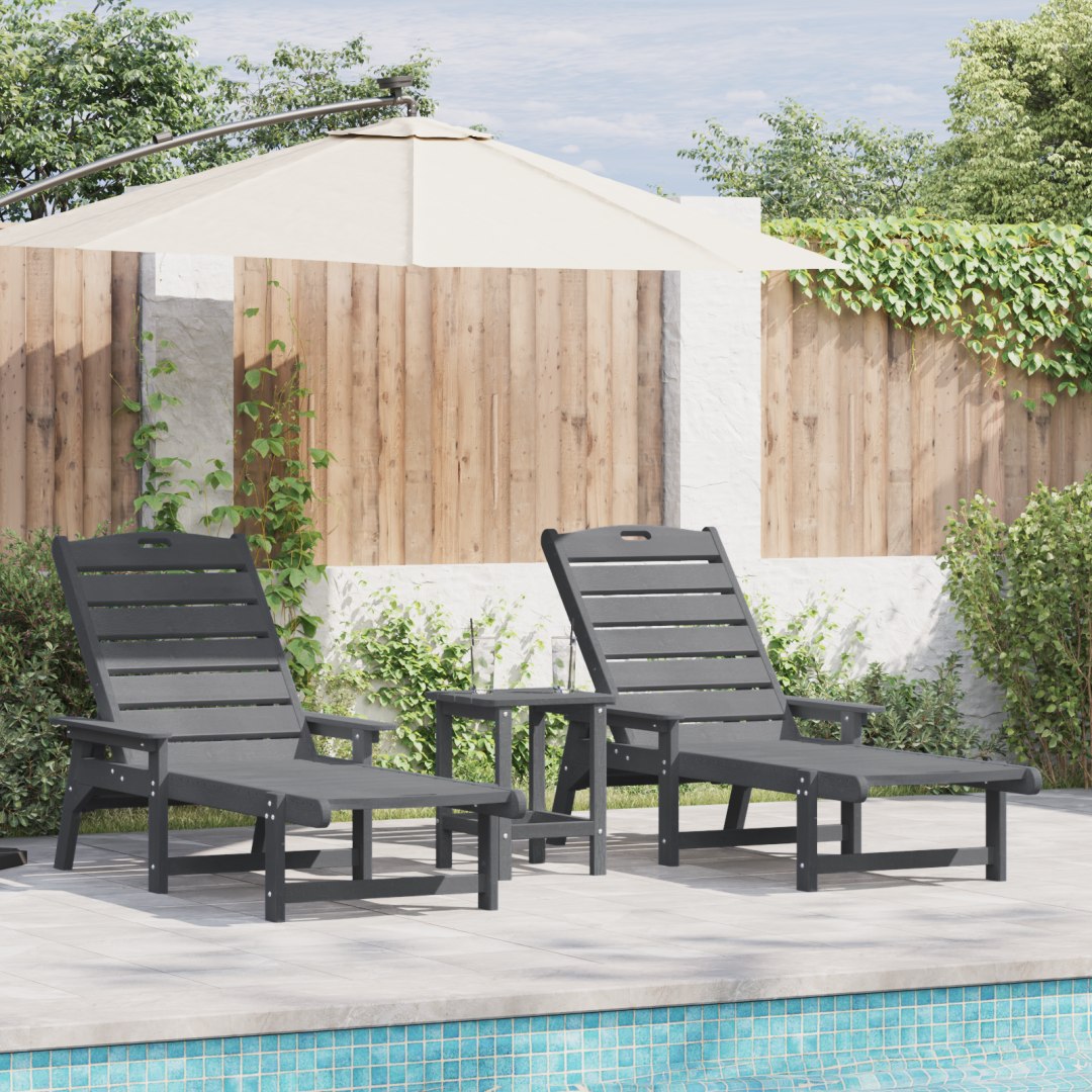 Leżaki 2 szt Jasnoszary 162x53x98.5 cm HDPE 3335853