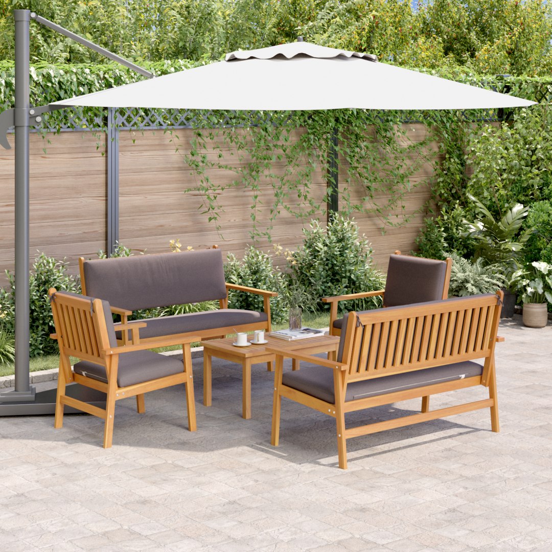 Zestaw mebli ogrodowych 5-elementowy z poduszkami z litego drewna akacjowego