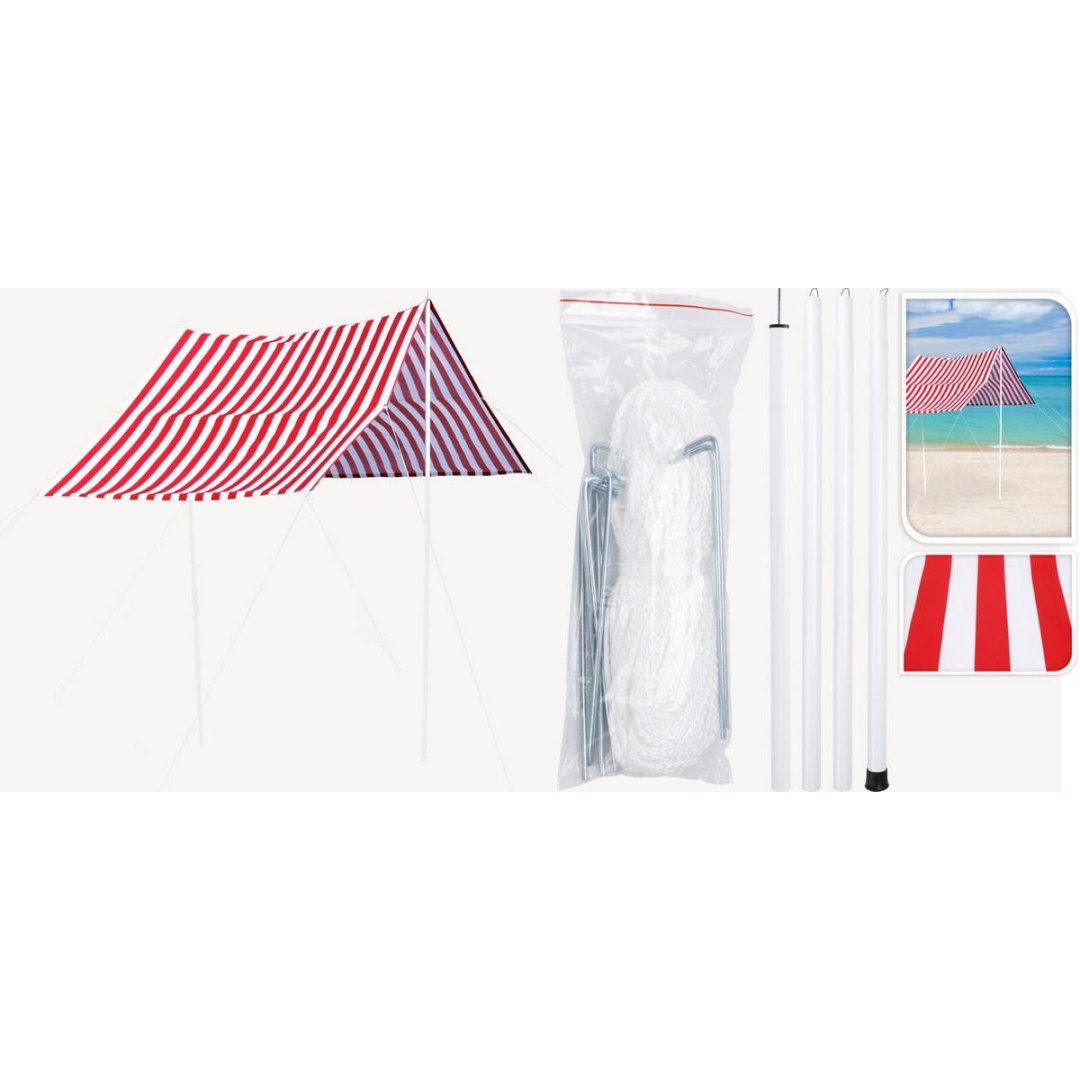 NAMIOT ZADASZENIE ŻAGIEL PRZECIWSŁONECZNY Z SŁUPKAMI 3X1,7M CZERWONY