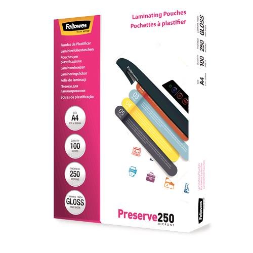 FELLOWES LAMINATOR POUCH GLOSSY/A4 250 100PCS 5401802