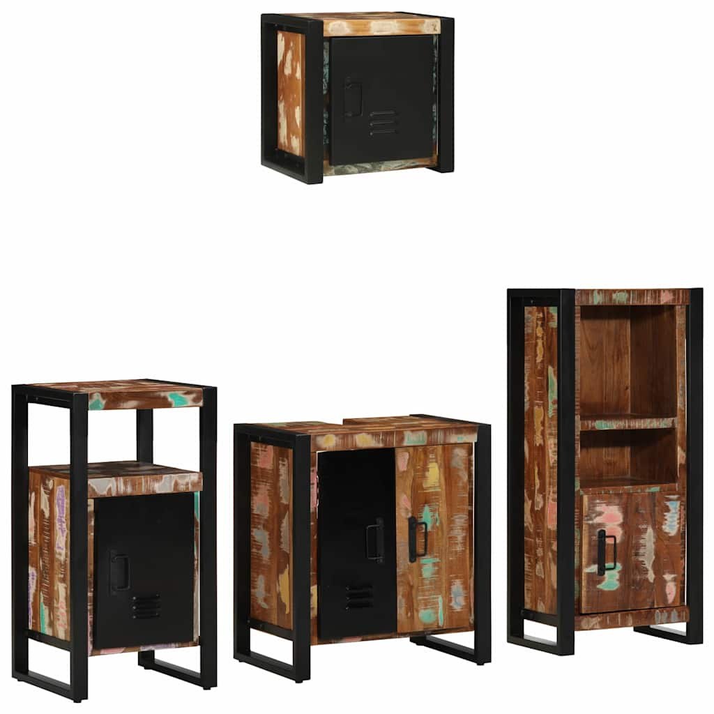 Zestaw mebli łazienkowych z półką 4 pcs Lite odzyskane drewno