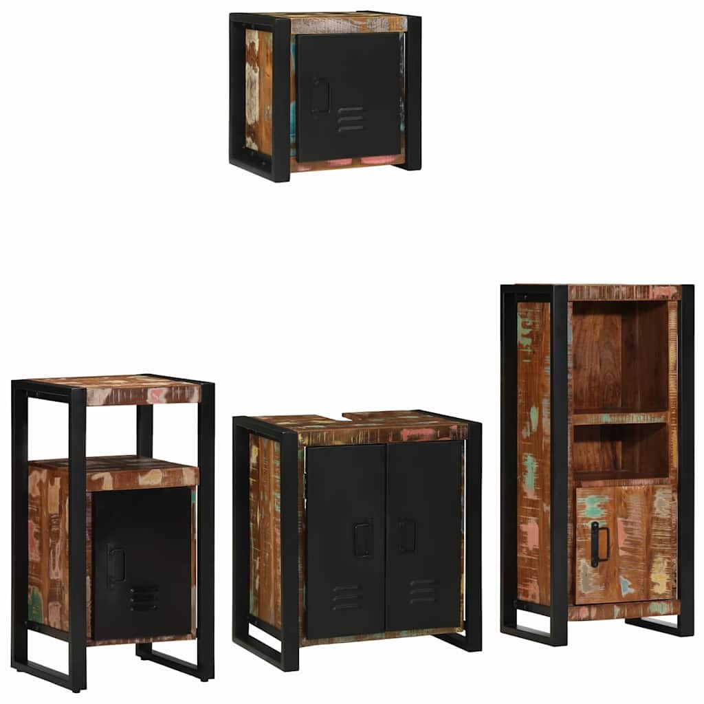 Zestaw mebli łazienkowych z półką 4 pcs Lite odzyskane drewno