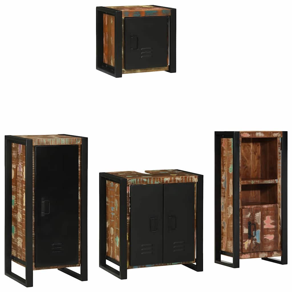 Zestaw mebli łazienkowych z półką 4 pcs Lite odzyskane drewno
