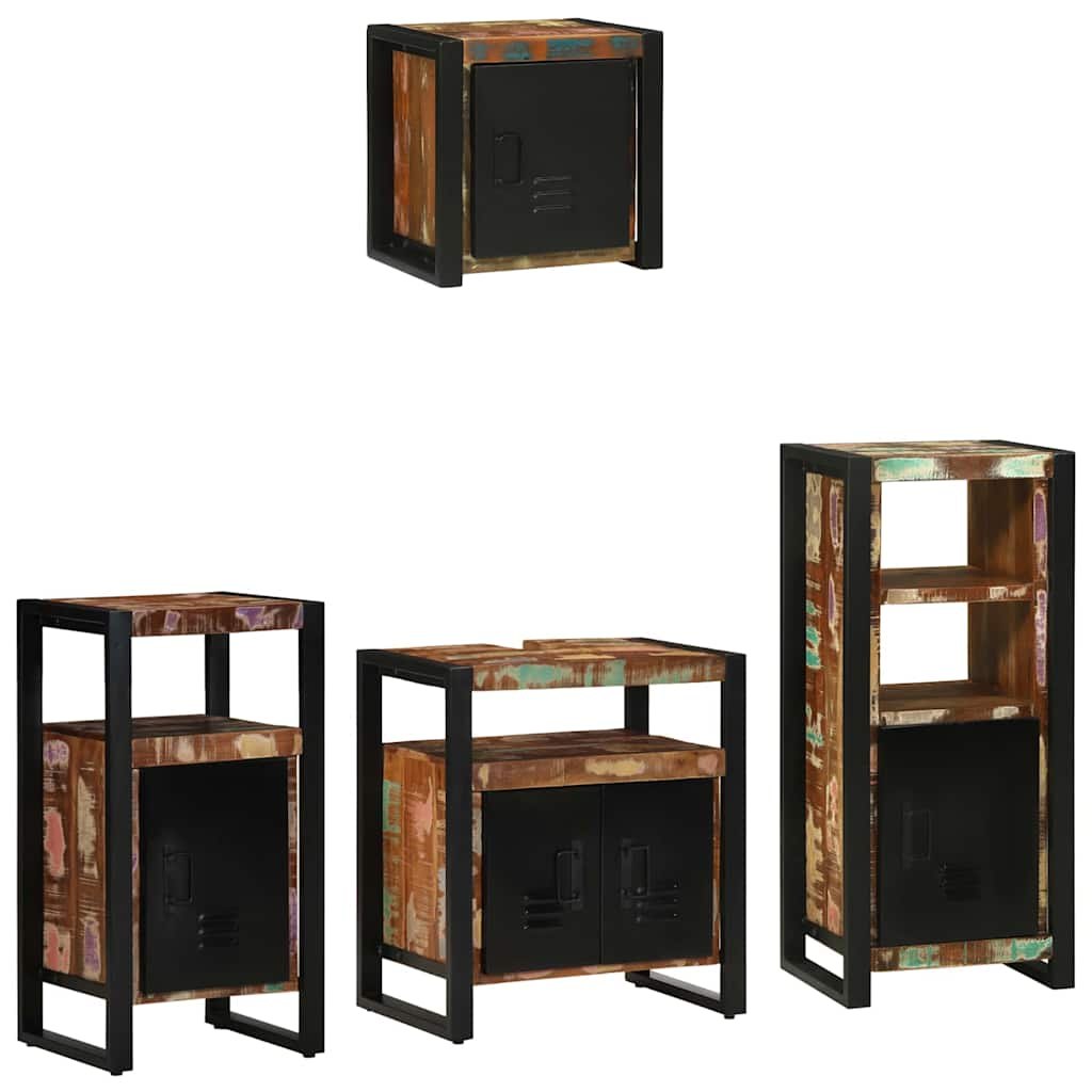 Zestaw mebli łazienkowych z półką 4 pcs Lite odzyskane drewno