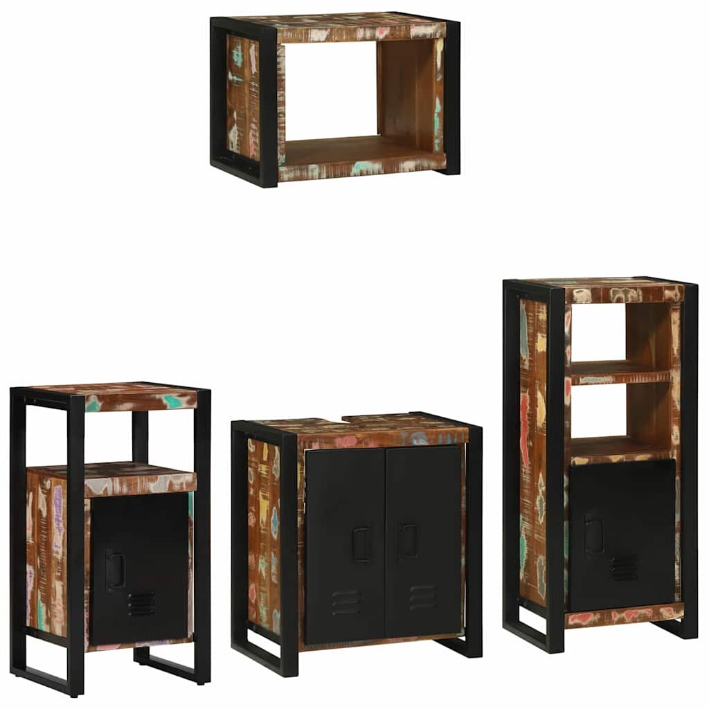 Zestaw mebli łazienkowych z półką 4 pcs Lite odzyskane drewno