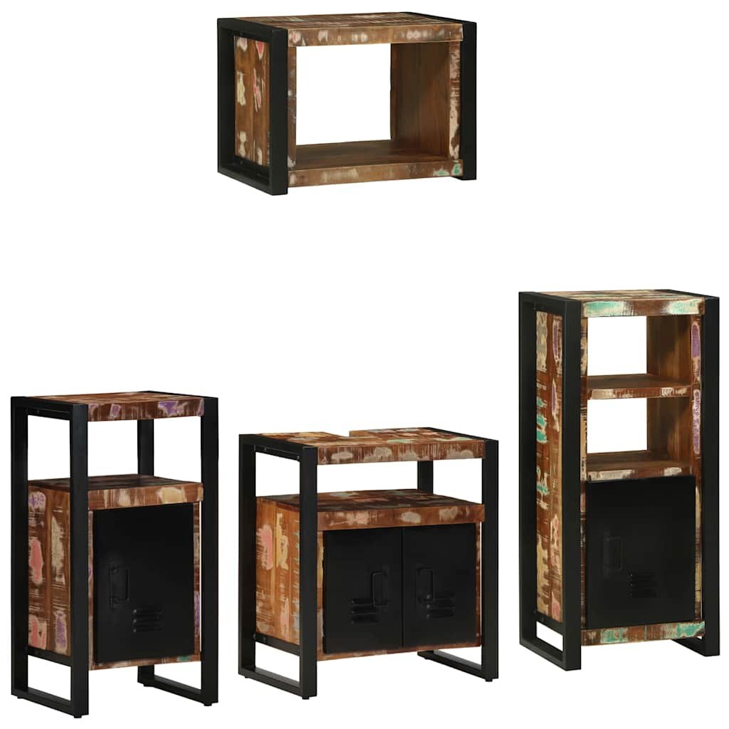 Zestaw mebli łazienkowych z półką 4 pcs Lite odzyskane drewno