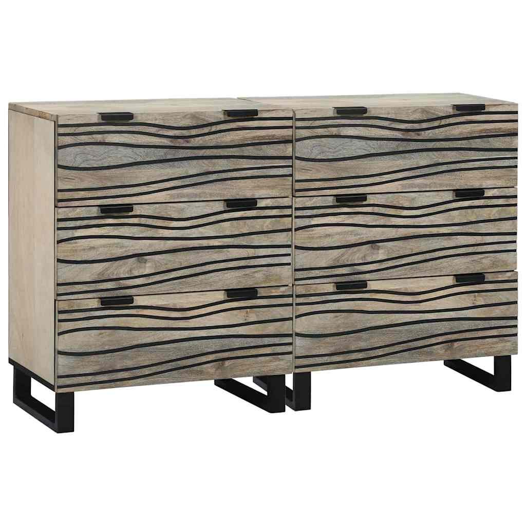 Komody 2 pcs Biały 60 x 33,5 x 75 cm Lite, surowe drewno mango