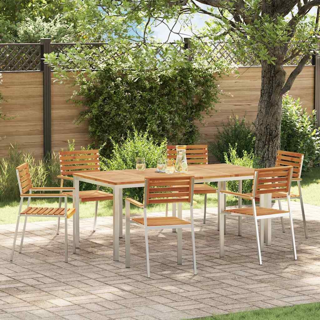 Zestaw jadalny 7 pcs Lite drewno akacjowe i stal nierdzewna 3334778