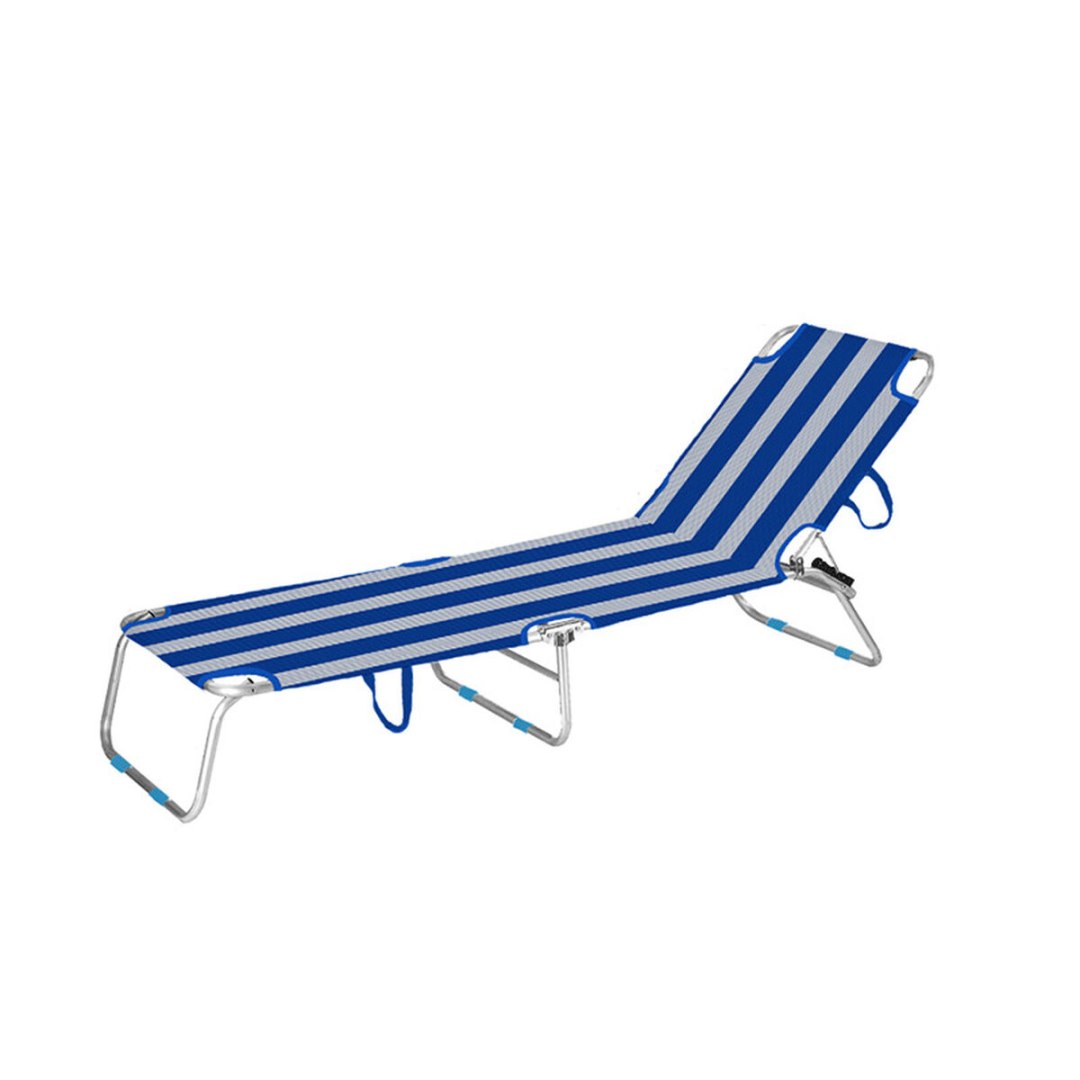 Marbueno Rozkładany Leżak Aluminiowy Pasy Niebieskie i Białe Plaża i Basen 187X58X24 cm 10364 D1400076