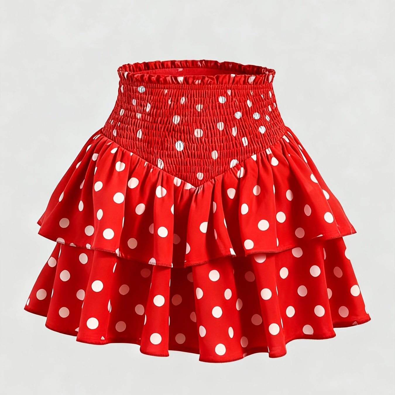 TEMU Elegancka spódnica damska w kropki z falbanami, idealna na Boże Narodzenie, Walentynki lub każdą imprezę