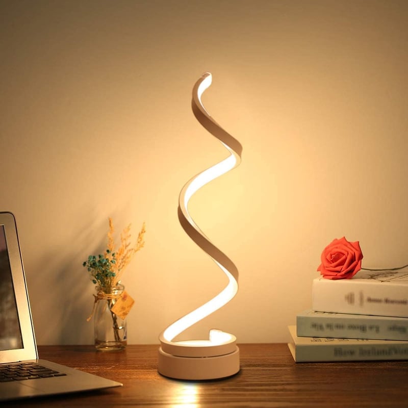 (Biała) 12 W Ciepła biała spiralna lampka nocna LED, ochrona oczu, jasność, lampa stołowa LED/oświetlenie dekoracyjne do sypialni/salonu