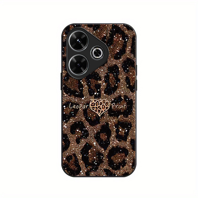 TEMU Etui na telefon: Kreatywne brązowe w leopardzie, twarda obudowa, odpowiednie dla Redmi 13, minimalistyczna moda, hartowane szkło ochronne