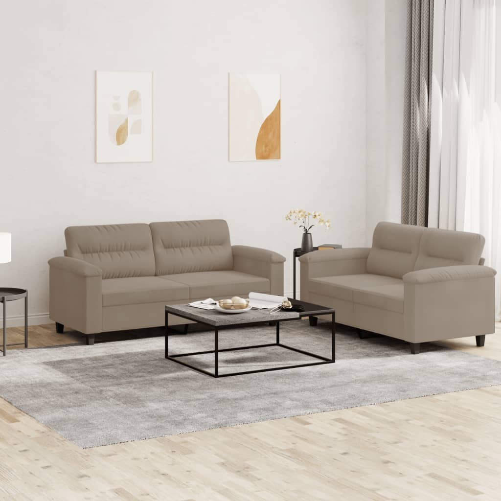 2-cz. komplet wypoczynkowy z poduszkami, taupe, mikrofibra