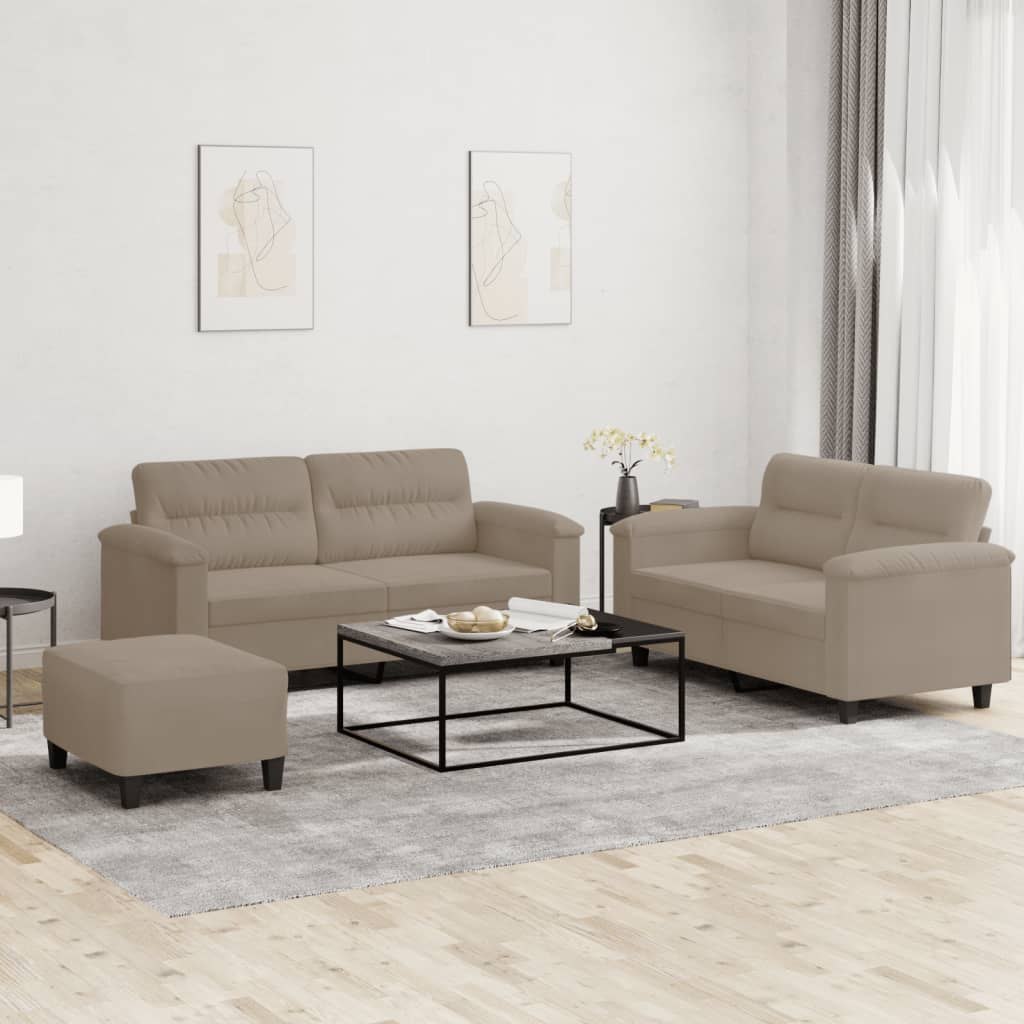 3-cz. komplet wypoczynkowy z poduszkami, taupe, mikrofibra