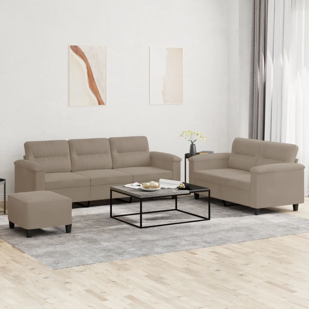 3-cz. komplet wypoczynkowy z poduszkami, taupe, mikrofibra