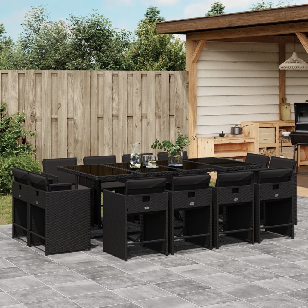 13-cz. zestaw mebli do ogrodu, poduszki, czarny, rattan PE 3211219
