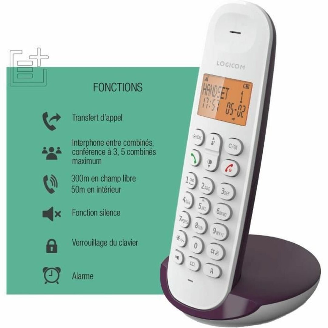 Logicom Telefon Stacjonarny DECT ILOA 150 SOLO Bakłażan