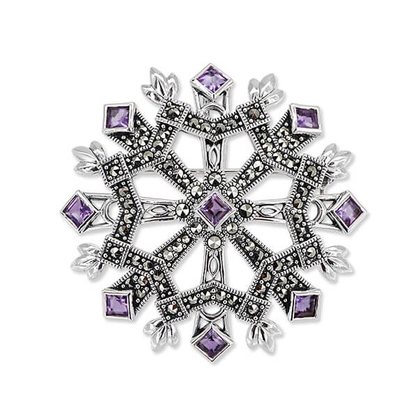 Srebrna broszka RDM6709 - Ametyst