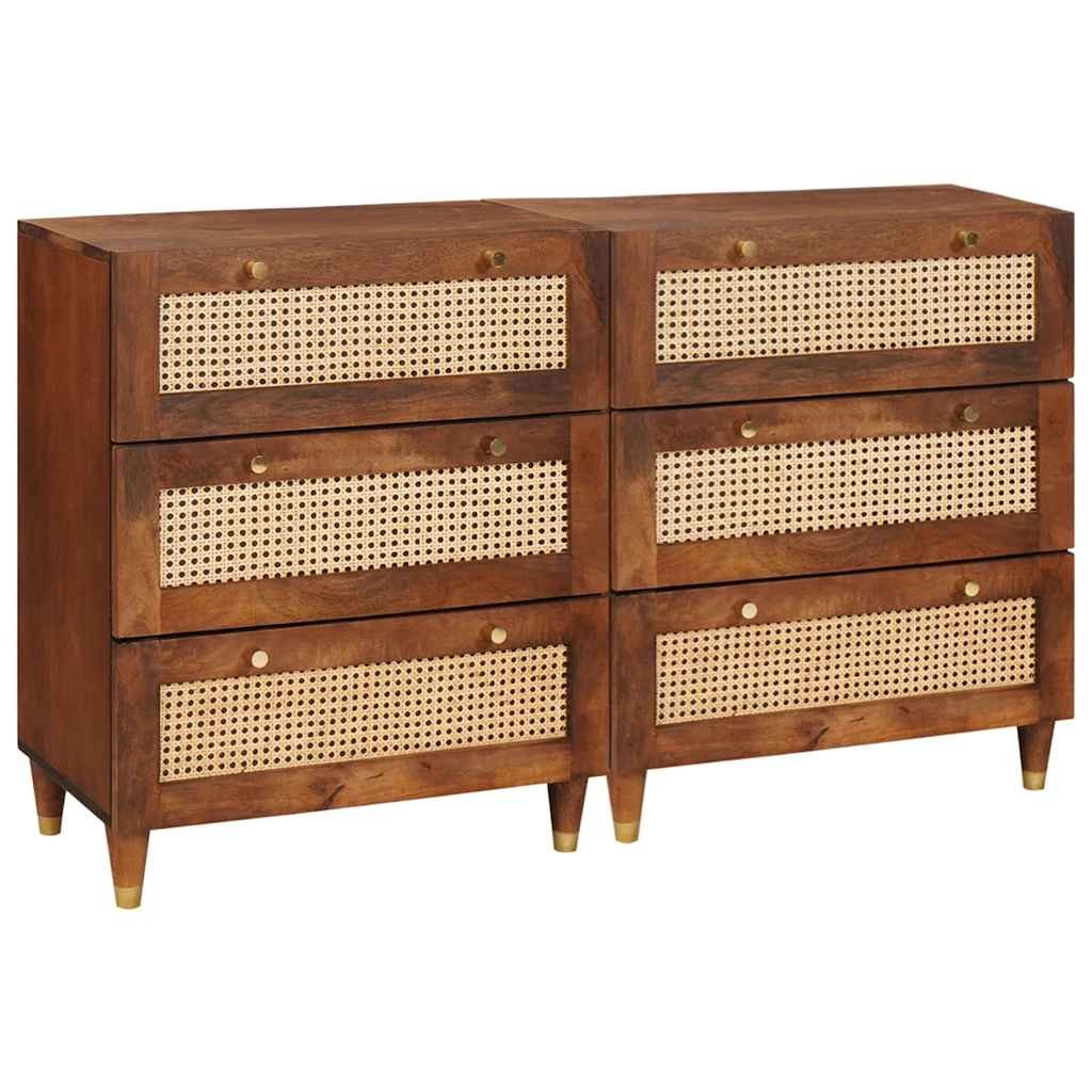 Zestaw komód 2 pcs Brązowy 60 x 33.5 x 75 cm Lite drewno mango