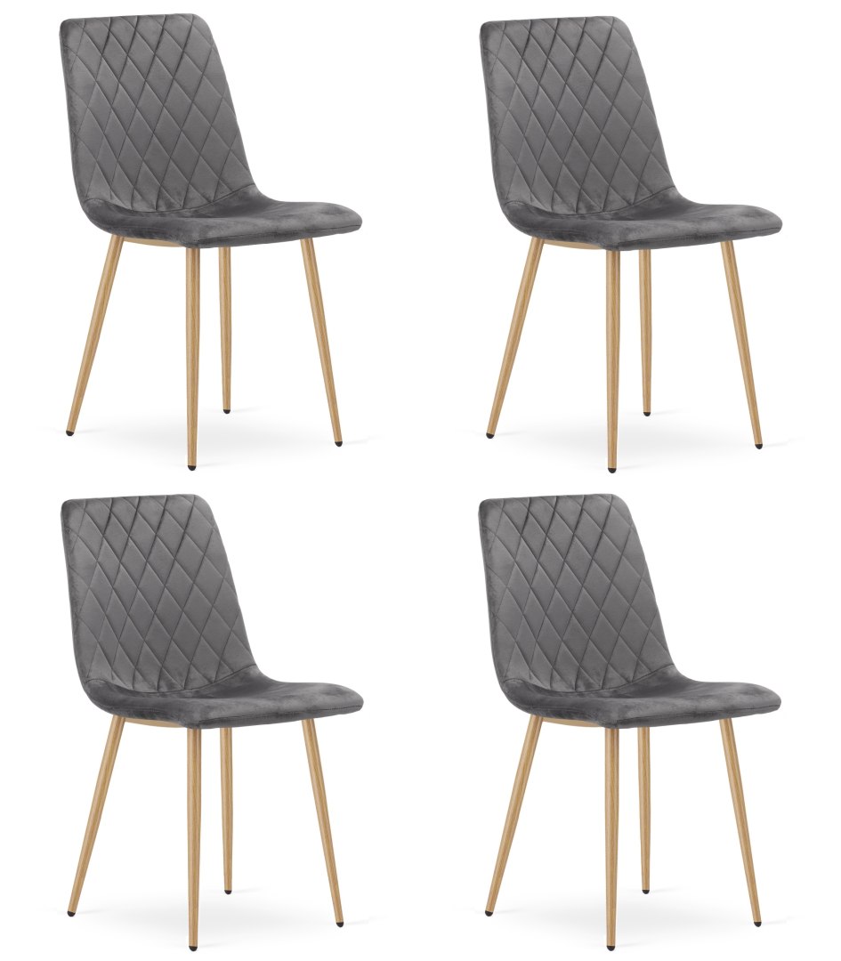 Krzesło TURIN - ciemny szary aksamit / nogi kolor drewna x 4