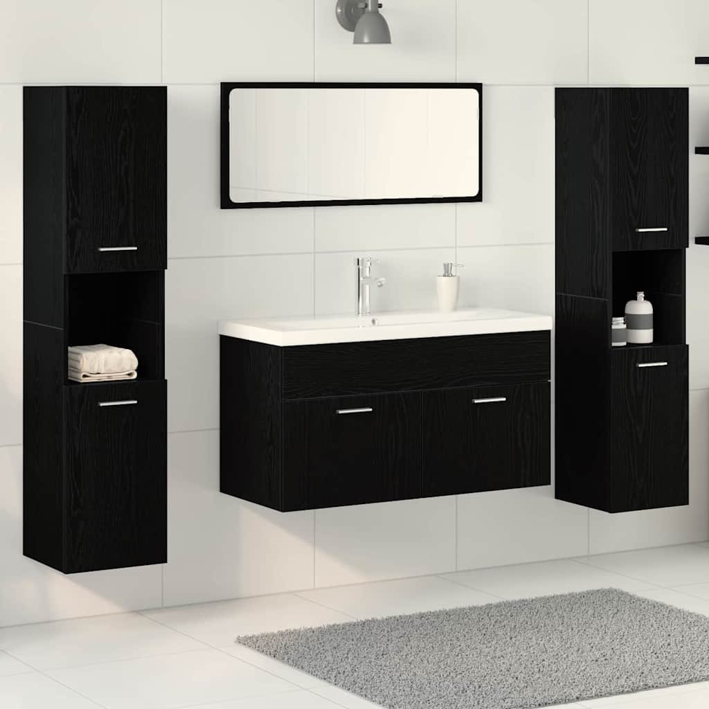 Zestaw mebli łazienkowych Montowane na ścianie 4 pcs Czarny Dąb