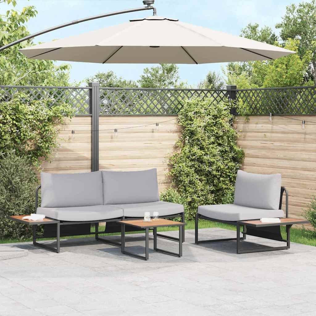Zestaw do jadalni w ogrodzie 3 pcs Jasnoszary Stal 3335892