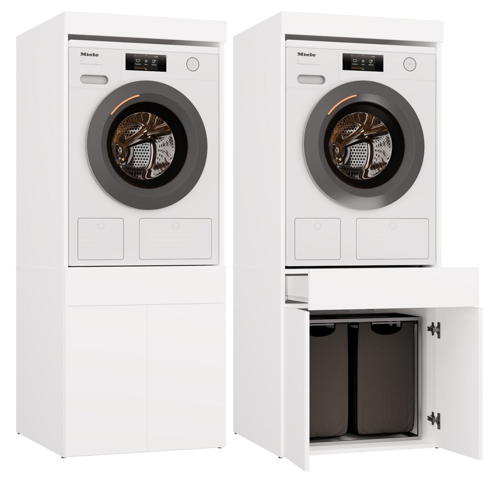 Szafka Łazienkowa Na Pralkę Lub Suszarkę POLA TWIN 1S BIAŁA Regał Szuflada