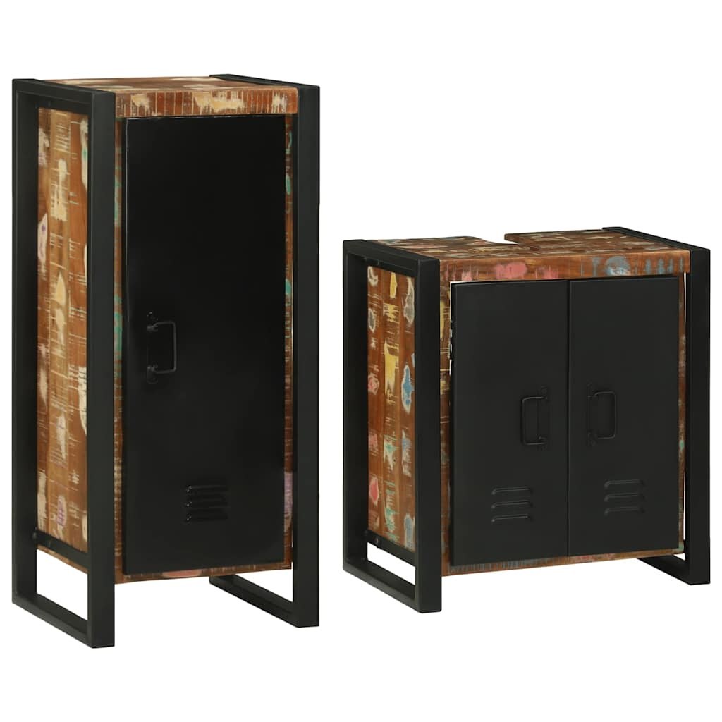 Zestaw mebli łazienkowych z półką 2 pcs Lite odzyskane drewno