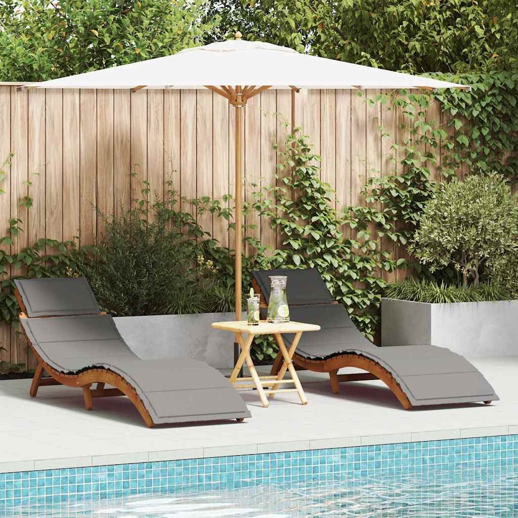 Leżak 2-osoba 2 pcs Szary 184 x 55 x 64cm Lite drewno akacjowe 4107095