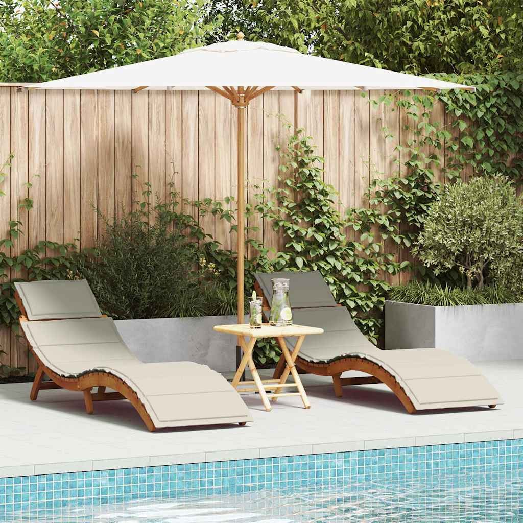 Leżak 2-osoba 2 pcs Biały 184 x 55 x 64cm Lite drewno akacjowe 4107096