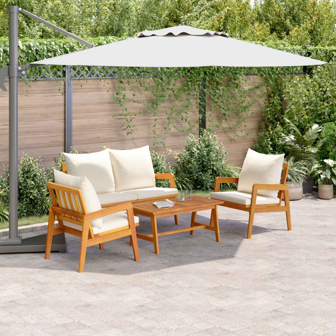 Zestaw bistro 4 pcs Brązowy i Kremowy Lite Drewno Akacji 3328605