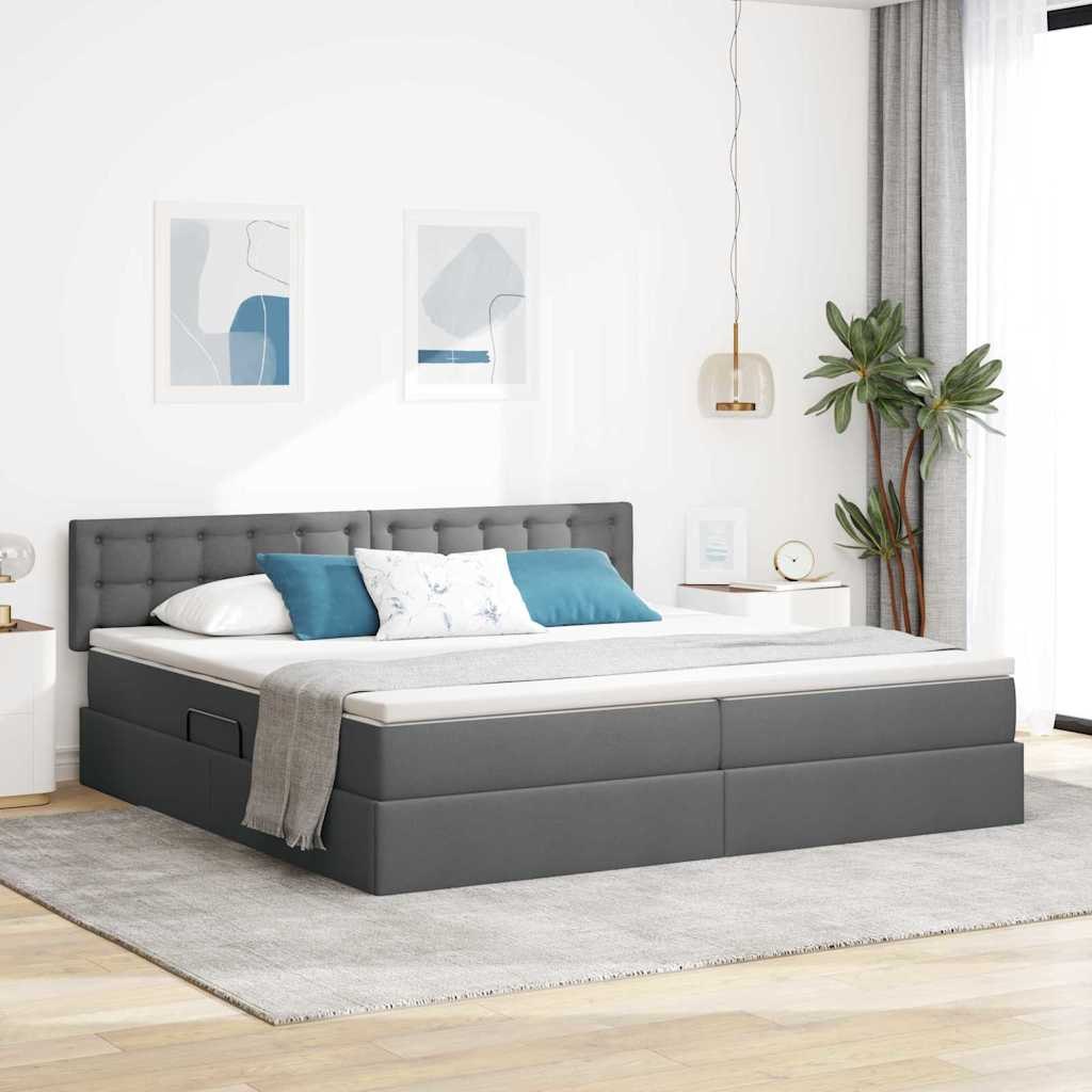 Łóżko z miejscem na przechowywanie i LED 200 x 200 cm Poliester